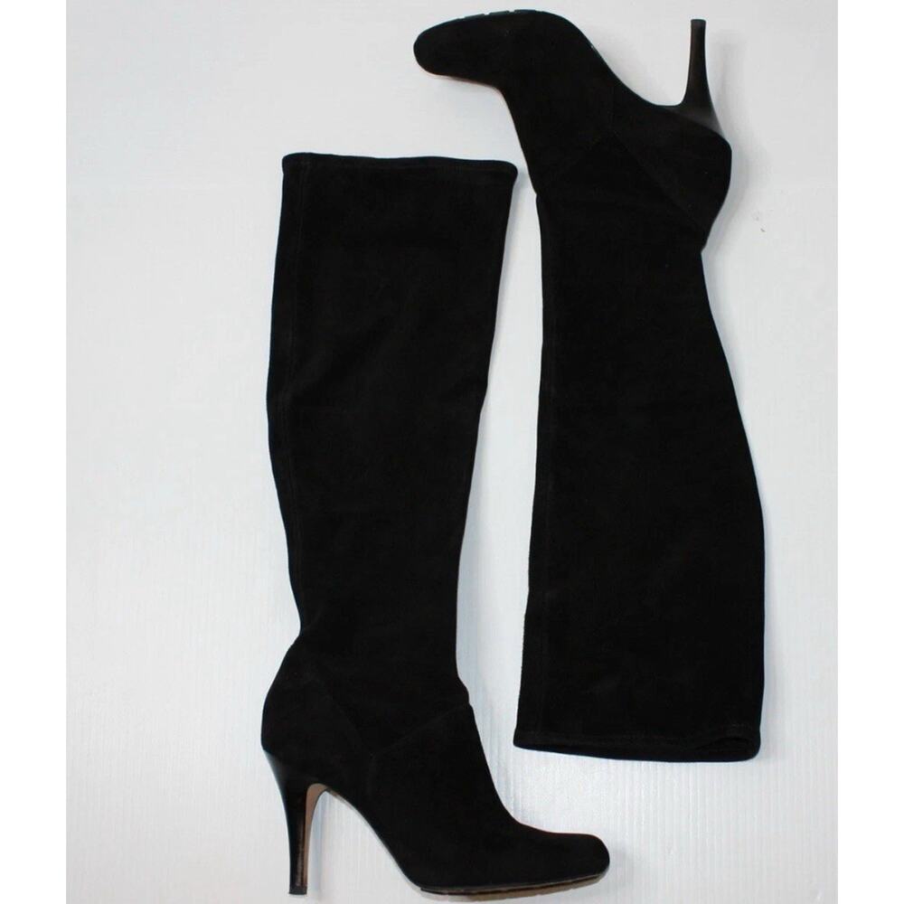 COLE HAAN Air Aliya Black Suede Knee High Platform Heel Boots Size 9 M Ret$395 - Picture 1 of 12